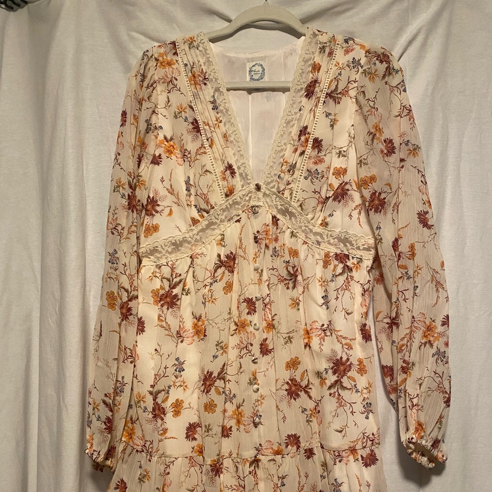 Floral Long Sleeve Mini Dress size L